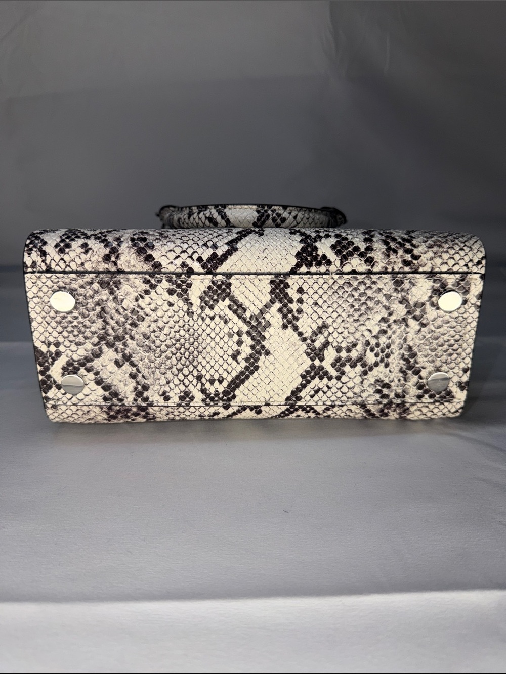 Michael Kors Black and White Snake-Print Satchel - Picture 5 of 11